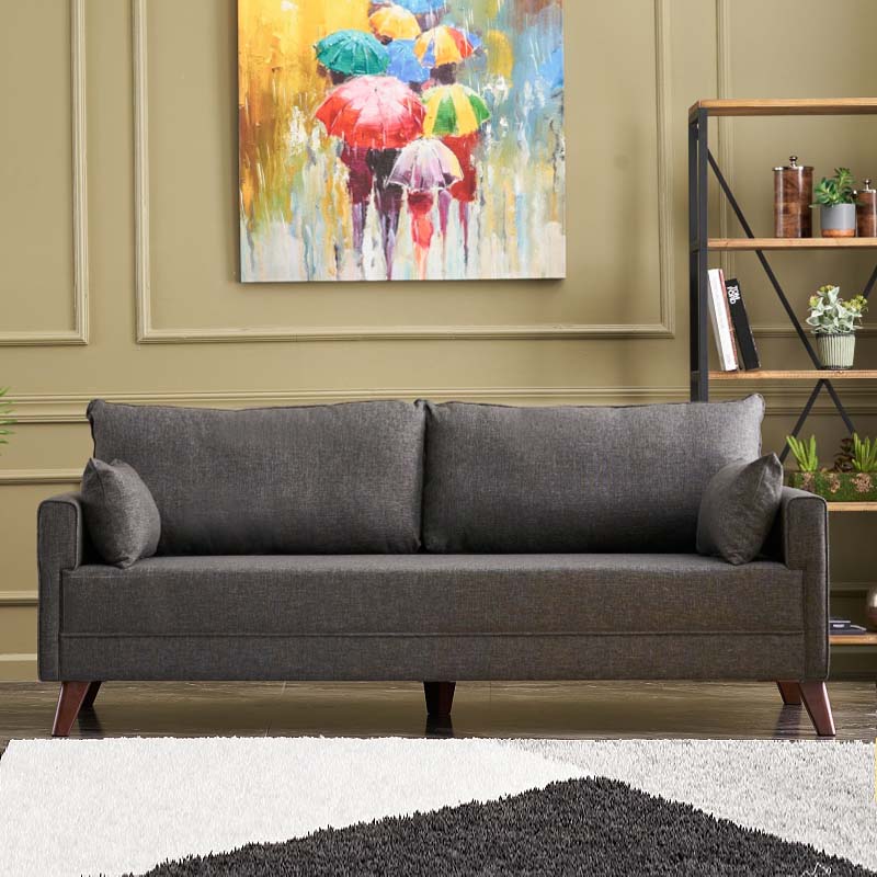 Καναπές Bella Megapap Τριθέσιος Υφασμάτινος Χρώμα Ανθρακί 208X81X85Εκ.