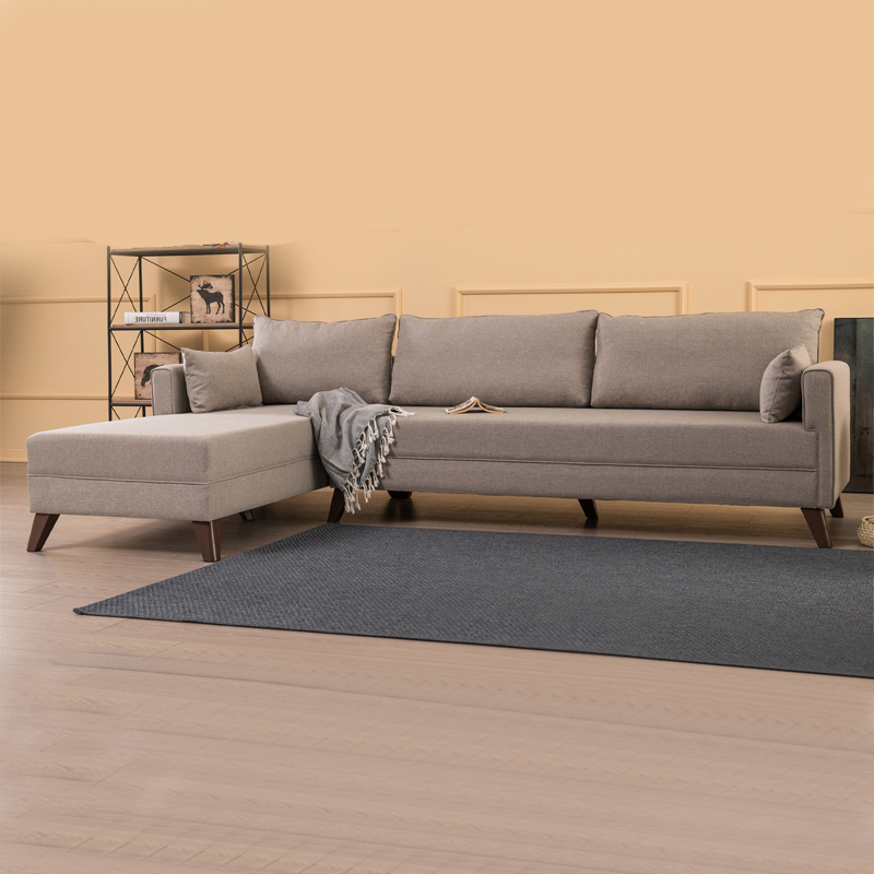 Γωνιακός Καναπές Bella Megapap Αριστερή Γωνία Υφασμάτινος Χρώμα Κρεμ 275X165X85Εκ.