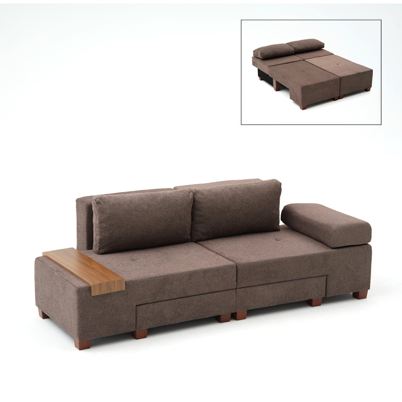 Καναπές - Κρεβάτι Πολυμορφικός Perenna Megapap Τριθέσιος Υφασμάτινος Χρώμα Καφέ 233X93X83Εκ.