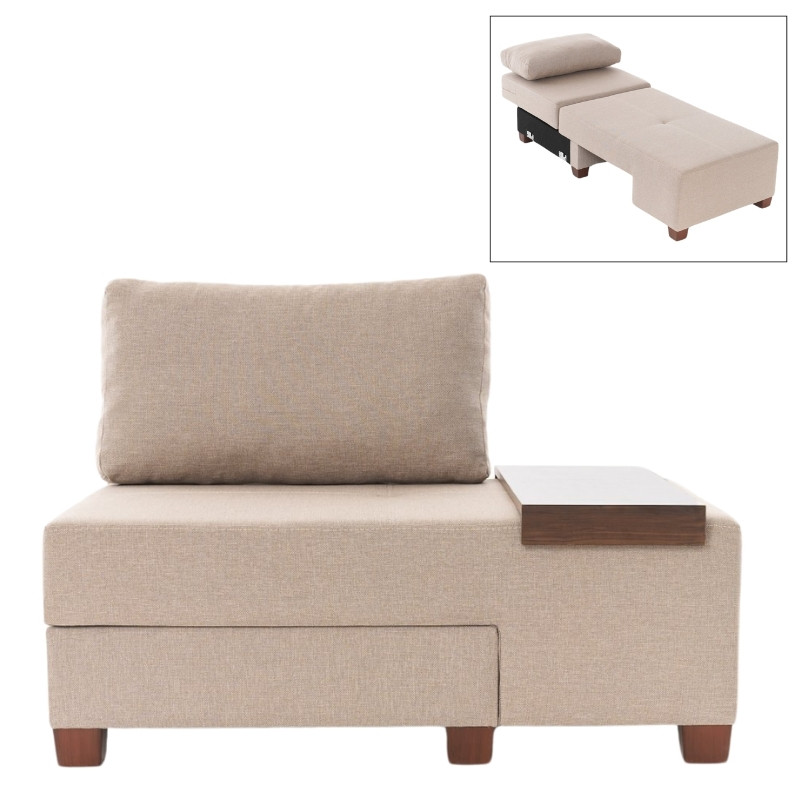 Πολυθρόνα - Κρεβάτι Perenna Megapap Υφασμάτινη Χρώμα Κρεμ 116X93X83Εκ.