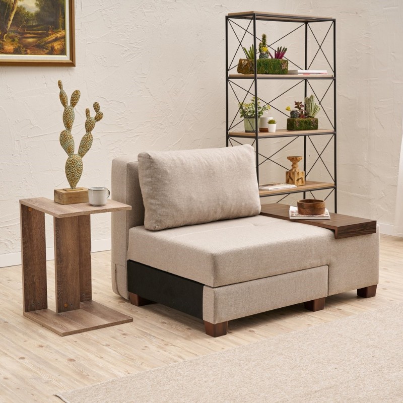 Πολυθρόνα - Κρεβάτι Perenna Megapap Υφασμάτινη Χρώμα Κρεμ 116X93X83Εκ.