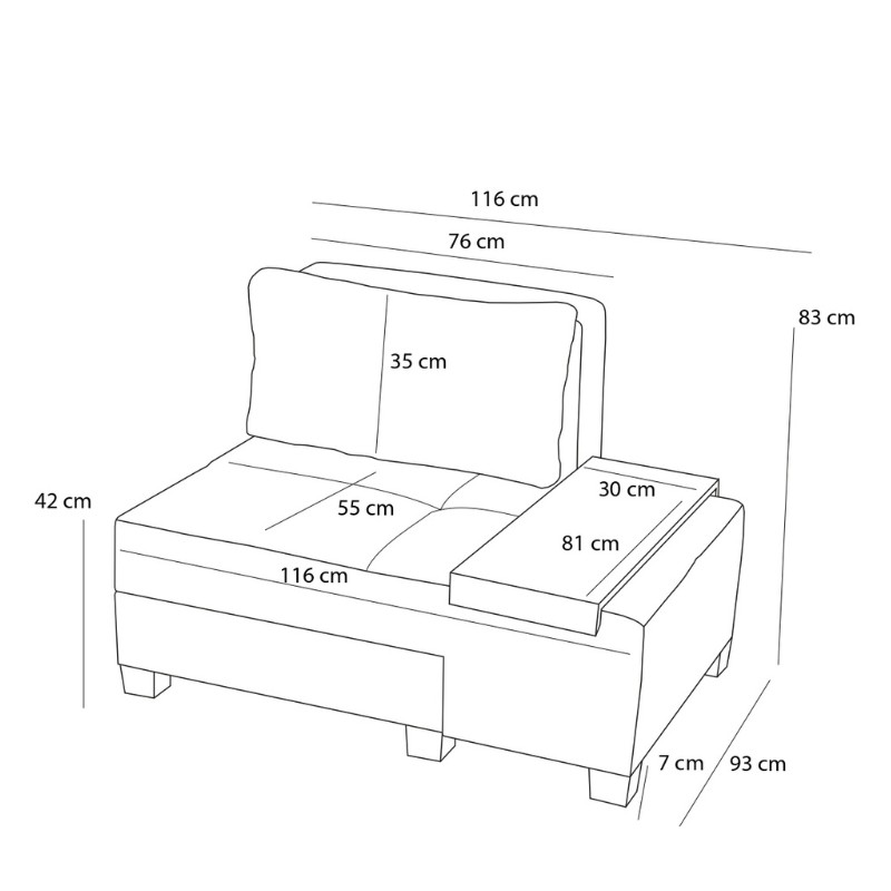 Πολυθρόνα - Κρεβάτι Perenna Megapap Υφασμάτινη Χρώμα Κρεμ 116X93X83Εκ.