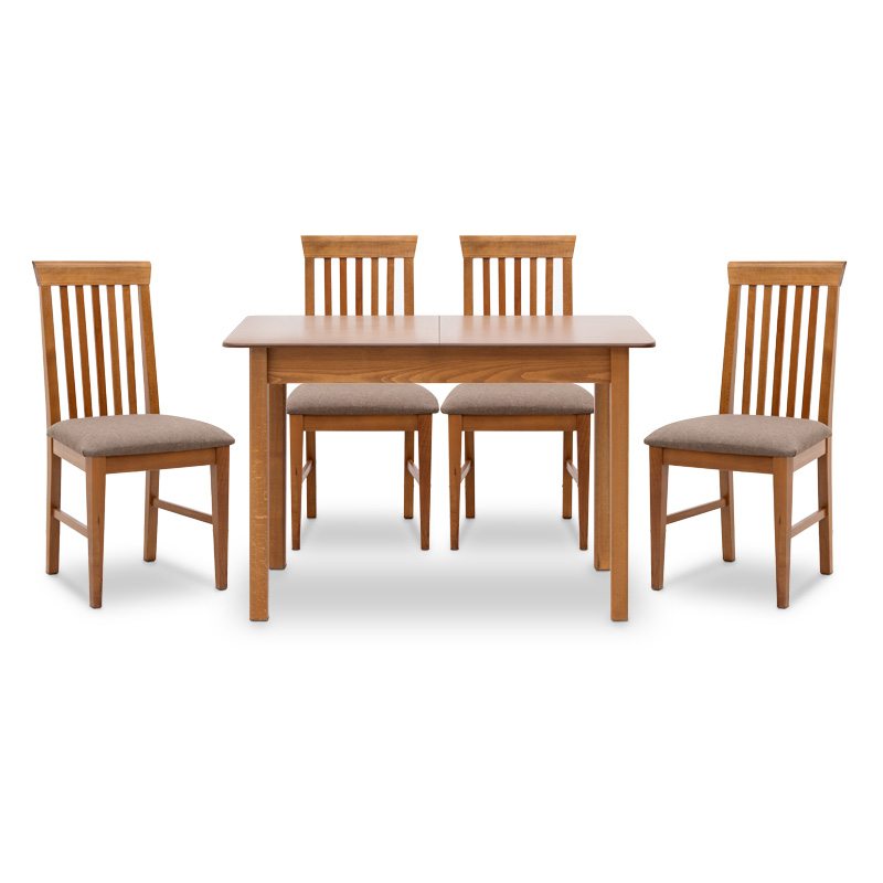 Σετ Τραπεζαρίας Bergen-Francis Megapap 5 Τμχ Μασίφ Ξύλο-Mdf Με Επεκτεινόμενο Τραπέζι 120/150X68X77Εκ.