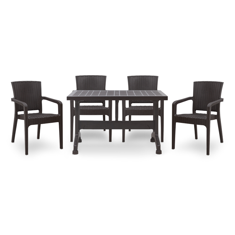 Σετ Τραπεζαρία Κήπου Callan Megapap 5Τμχ Πολυπροπυλενίου Τραπέζι 120X70 - Πολυθρόνα Recycled Χρώμα Καφέ S_Gp046-0002,1+Gp046-0001,2X4