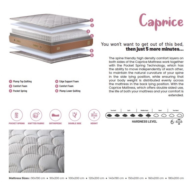 Caprice 160x200cm*, Mattress 26cm 200.0000 x 160.0000 x 26.0000