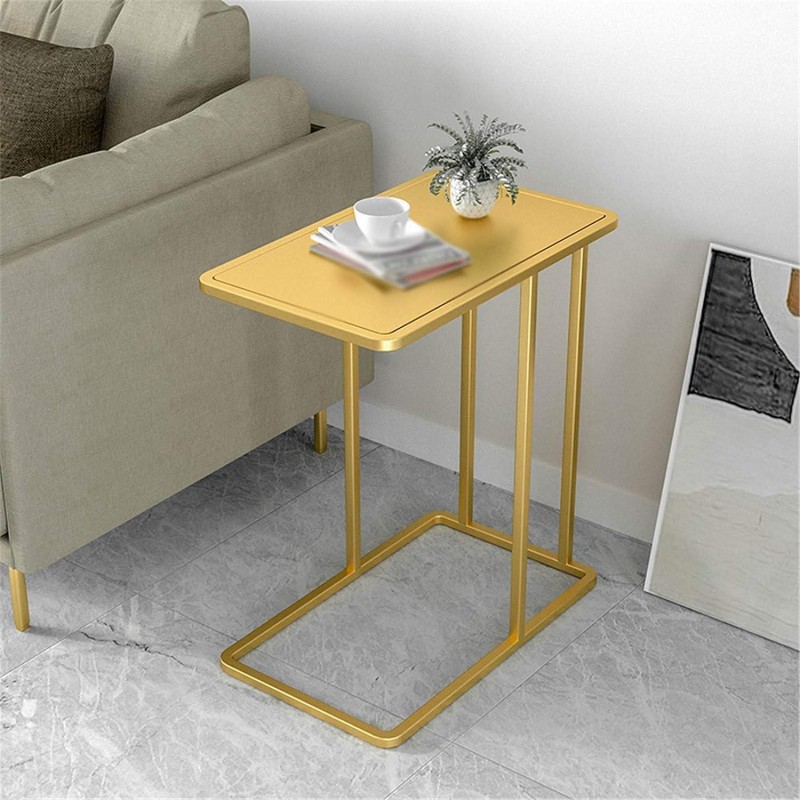 Τραπεζάκι βοηθητικό μεταλλικό σε κίτρινο χρώμα Υ55x45x25εκ.