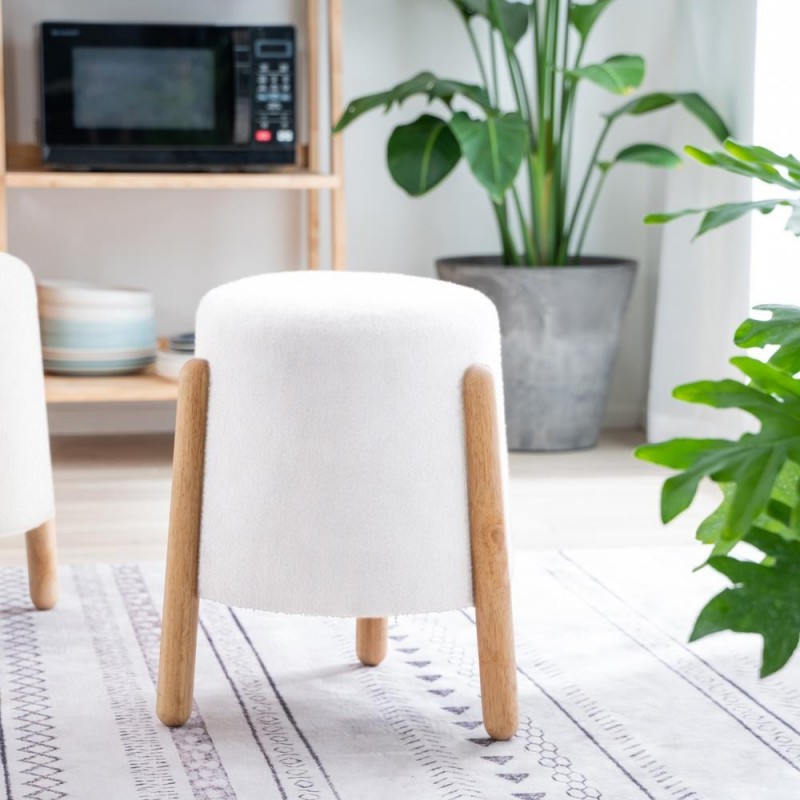 Σκαμπό Nextdeco Natural λευκό Υ46,5x38x37,5εκ.