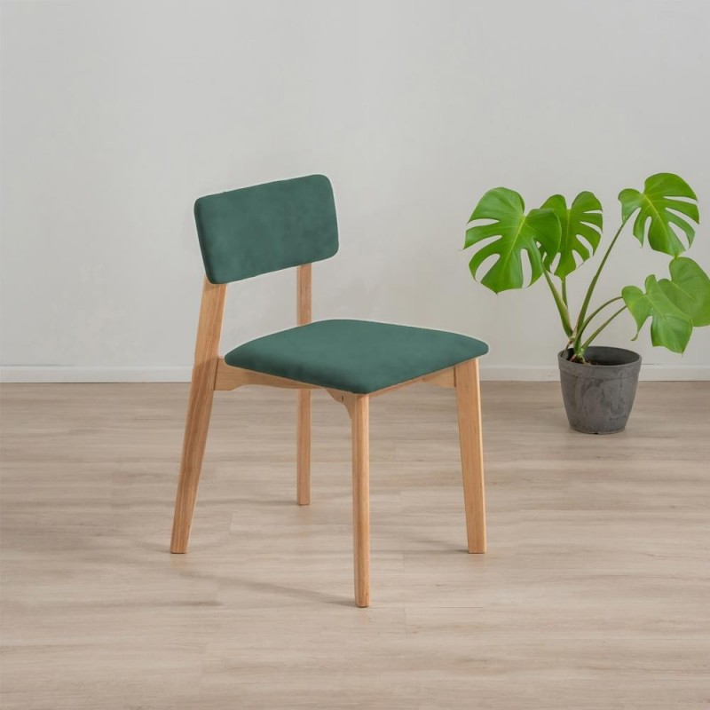 Καρέκλα τραπεζαρίαςNextdeco Natural μασίφ ξύλο πράσινη Y77x44x52εκ.