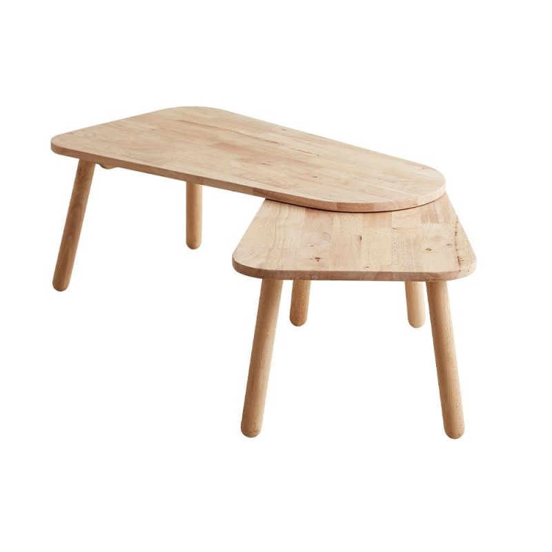 Τραπέζι σαλονιού 2 τμημάτων Nextdeco Natural μασίφ ξύλο Υ35,5x125/90x50εκ.