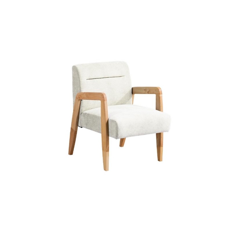 Πολυθρόνα Nextdeco Natural μασίφ ξύλο λευκή Υ78,5x58x72,5εκ.