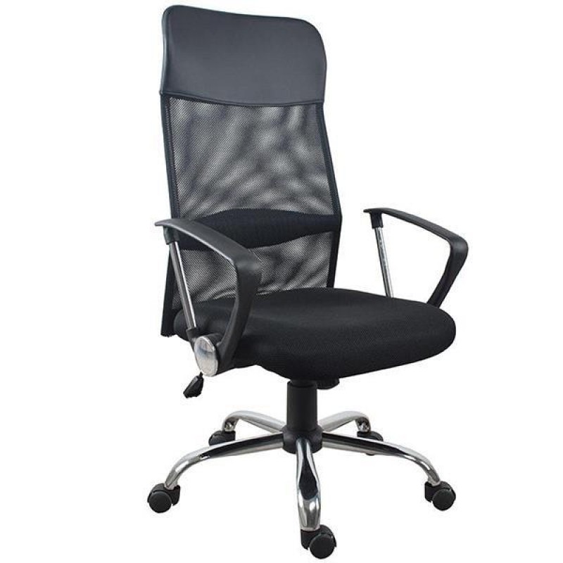 Καρέκλα τροχήλατη μαύρη με δίχτυ στην πλάτη 66x64x112-122 εκ.