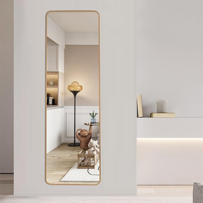 Καθρέφτης επιτοίχιος ορθογώνιος 40x150εκ. με χρυσό μεταλλικό πλαίσιο