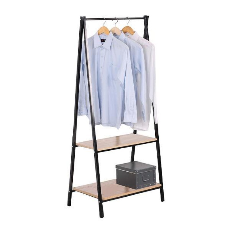 Κρεμάστρα-ράγα ρούχων με μέταλλο και ξύλο Υ150x64x40εκ.