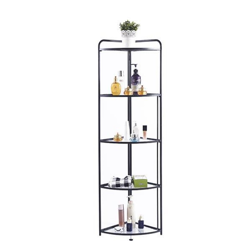 Γωνιακή ραφιέρα πτυσσόμενη με 5 ράφια, μαύρη Υ156x35x38εκ.