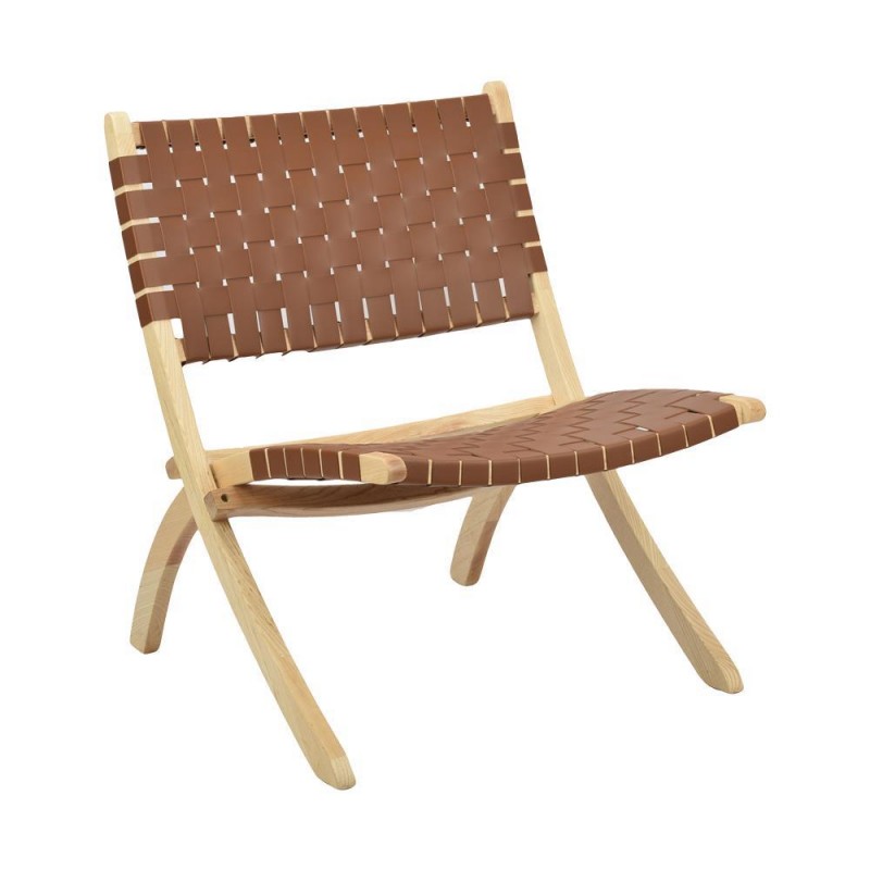 Πολυθρόνα Nextdeco Camel από δέρμα και ξύλο Υ78x66x71εκ.