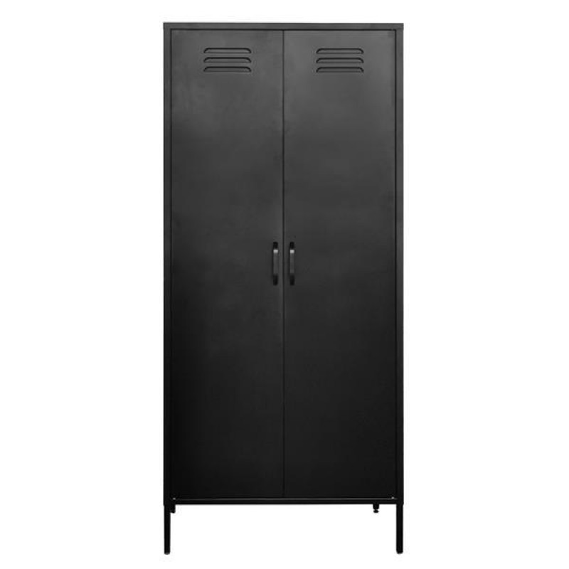 Nextdeco ντουλάπα μαύρη μεταλλική δίφυλλη Υ170x76x50εκ.