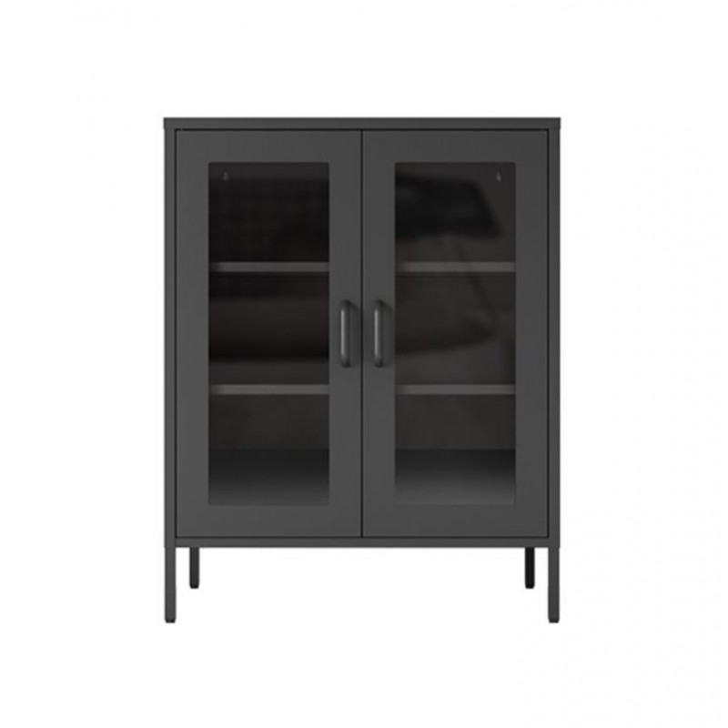 Nextdeco ντουλάπα μαύρη μεταλλική δίφυλλη Υ102x80x35εκ.