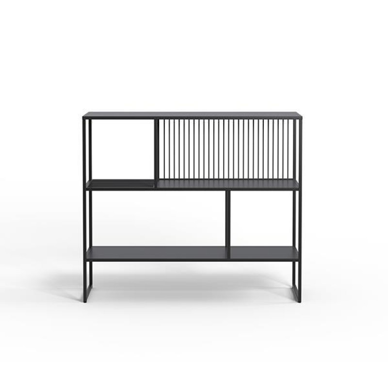 Nextdeco ραφιέρα,Υ90x105x35εκ.,  μαύρη μεταλλική με 2 ράφια