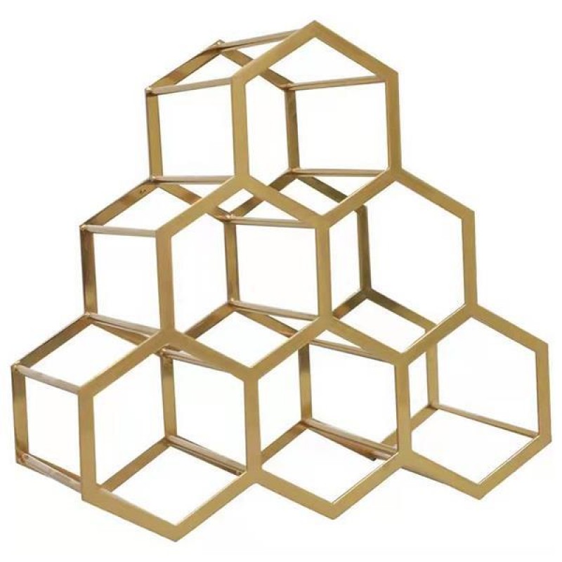 Κάβα για 6 μπουκάλια μεταλλική σε χρυσό 35x17x34εκ.