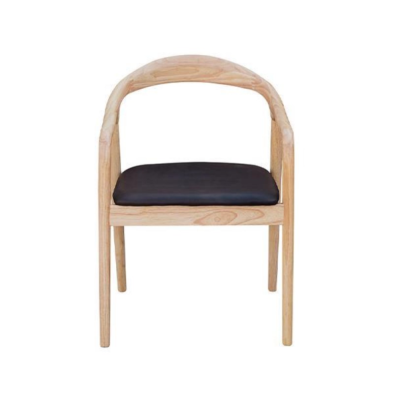 Καρέκλα Jackson, Υ79,5x56x62εκ. οak, χρώμα φυσικό με μαύρο τεχνόδερμα