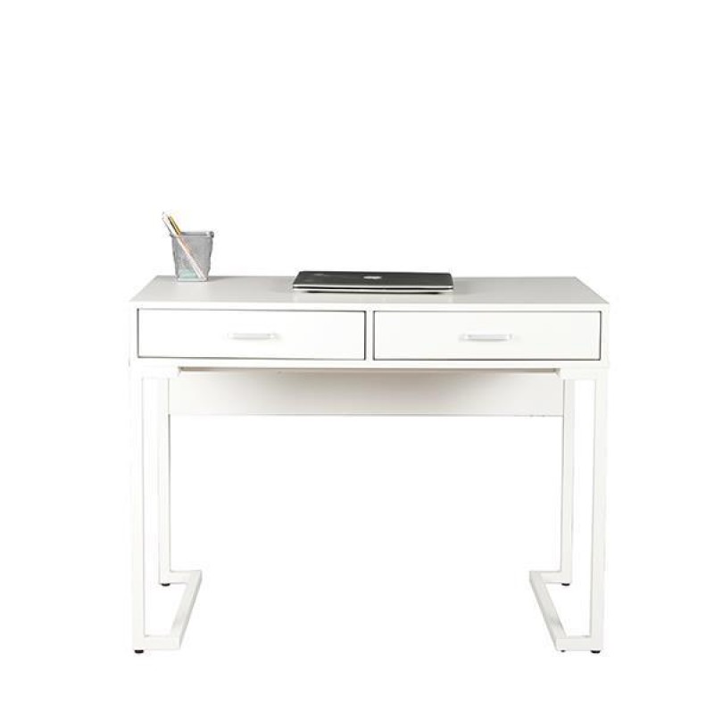 Γραφείο, Υ76x100x50εκ με λευκό μεταλλικό σκελετό και ξύλινη λευκή επιφάνεια