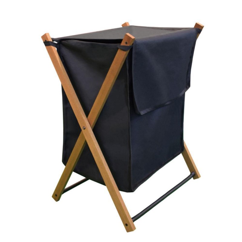 Καλάθι απλύτων , 61x45x36,5 με σκελετό από  ξύλο καρυδιάς, ύφασμα σκούρο γκρι