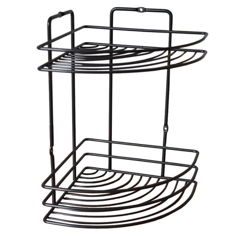 Ραφιέρα μπάνιου γωνιακό με 2 ράφια, Υ27xØ19εκ  μεταλλικό μαύρο