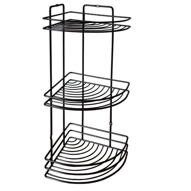 Ραφιέρα μπάνιου γωνιακό με 3 ράφια, Υ48xØ19εκ  μεταλλικό μαύρο