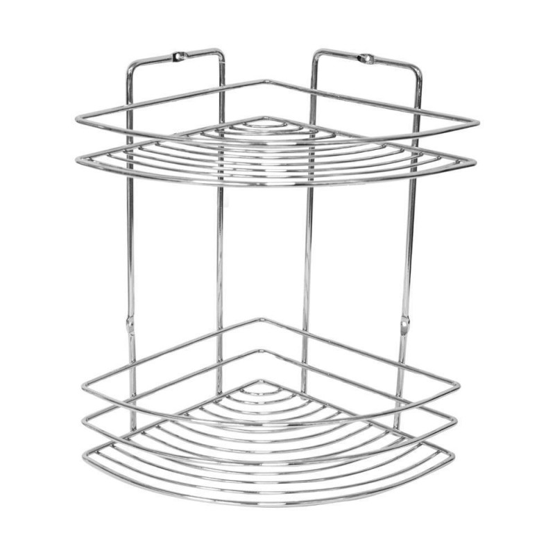 Ραφιέρα μπάνιου γωνιακό με 2 ράφια, Υ27xØ19εκ, επιχρωμιωμένο ατσάλι
