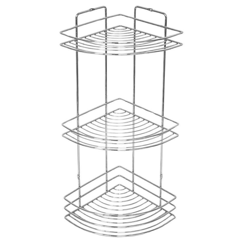 Ραφιέρα μπάνιου γωνιακό με 3 ράφια, Υ48xØ19εκ, επιχρωμιωμένο ατσάλι