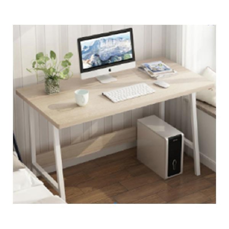 Γραφείο με λευκό μεταλλικό σκελετό και επιφάνεια καρυδιά 80x40xΥ72εκ.