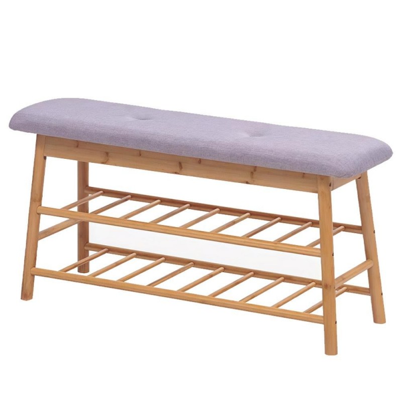 Παπουτσοθήκη - σκαμπό Nextdeco μπαμπού Υ44x90x27εκ.