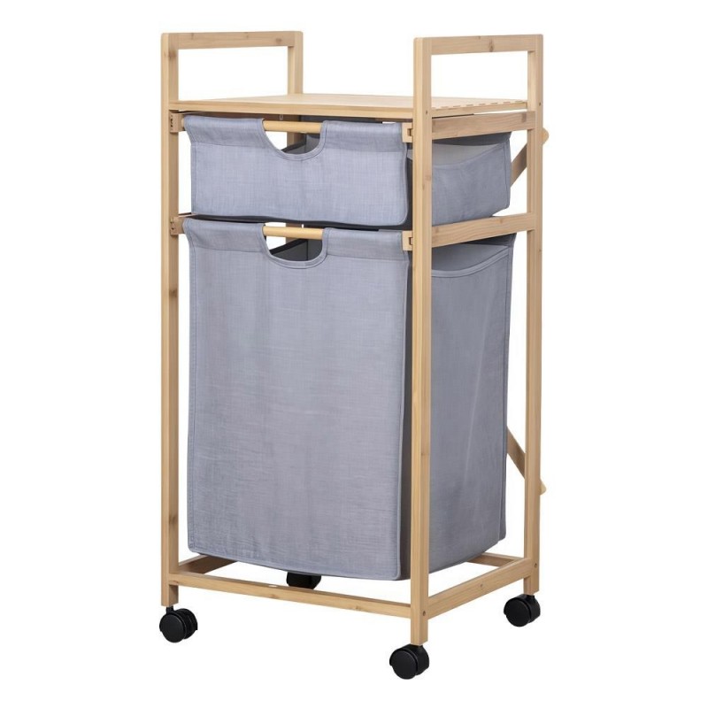 Καλάθι απλύτων διπλό Nextdeco μπαμπού Υ85x42x34εκ.