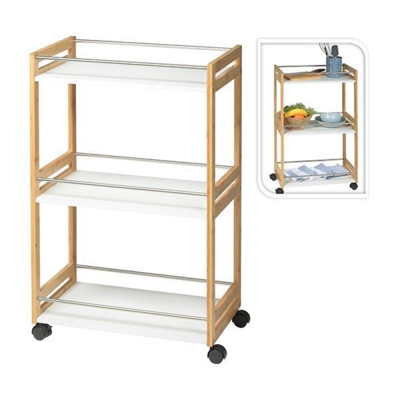 Τρόλεϊ-ραφιέρα από bamboo με 3 ράφια 51x30xΥ80εκ.