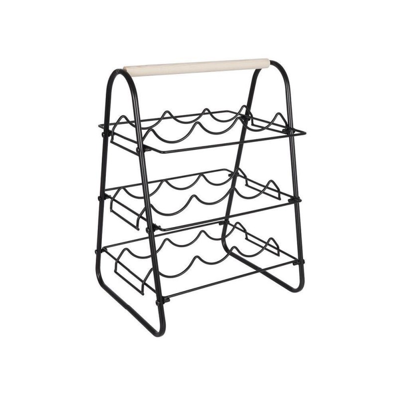 Θήκη μεταλλική μαύρη για 9 μπουκάλια κρασιού Υ48x29x9,2εκ.