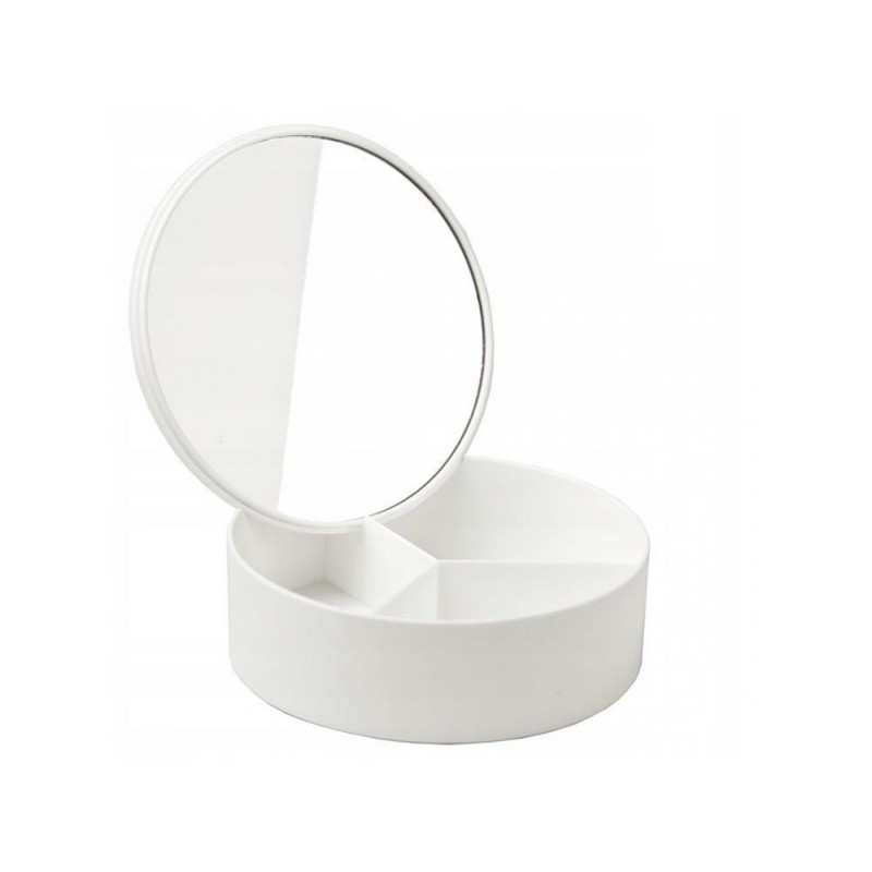 Καθρέφτης με θήκες οργάνωσης σε λευκό χρώμα 14x5εκ.