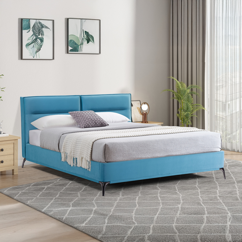 Κρεβάτι Ikina Pakoworld Βελούδο Σε Πετρόλ Απόχρωση 160X200Εκ