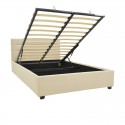 Κρεβάτι Molito Pakoworld Βελούδο Σε Εκρού Απόχρωση Με Αποθηκευτικό Χώρο120X200Εκ