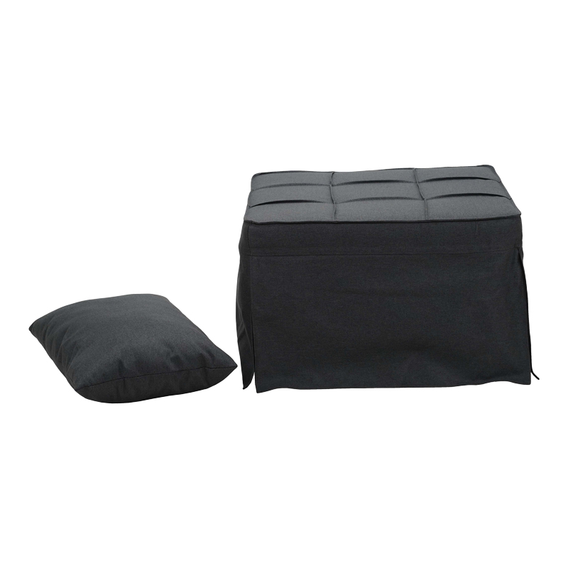 Σκαμπό-Κρεβάτι Grejio Pakoworld Ύφασμα Σε Ανθρακί Απόχρωση Κα Πόδι Μαύρο Μέταλλο 70X70X45Εκ