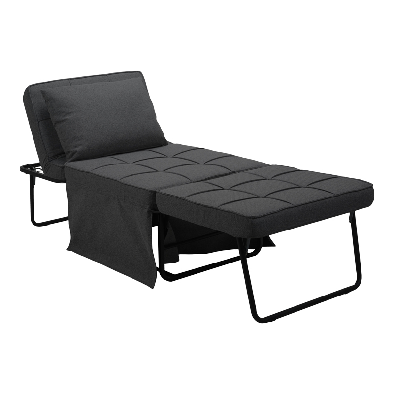 Σκαμπό-Κρεβάτι Grejio Pakoworld Ύφασμα Σε Ανθρακί Απόχρωση Κα Πόδι Μαύρο Μέταλλο 70X70X45Εκ