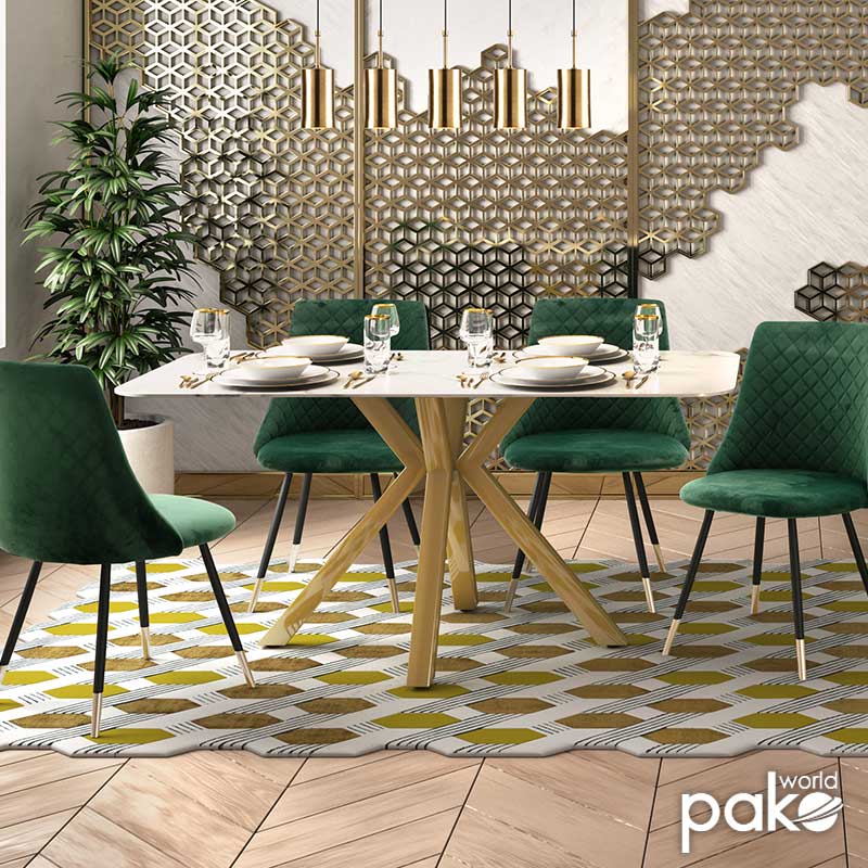 Τραπέζι Paris Pakoworld Γυαλί 8Mm Σχέδιο Μαρμάρου-Χρυσό 160X80X75Εκ
