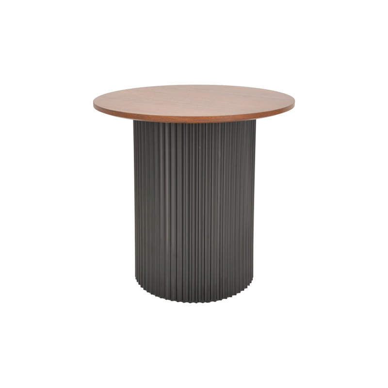 Βοηθητικό Τραπέζι Dovel Pakoworld Mdf Σε Καρυδί-Μαύρο Μέταλλο Φ50X50Εκ