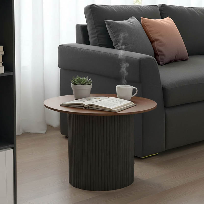 Τραπέζι Σαλονιού Dovel Pakoworld Mdf Σε Καρυδί-Μαύρο Μέταλλο Φ70X45Εκ