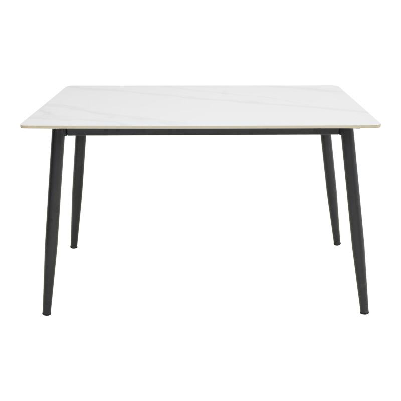 Τραπέζι Gustas Pakoworld Λευκό Μαρμάρου Sintered Stone-Μαύρο Μέταλλο 120X80X76Εκ
