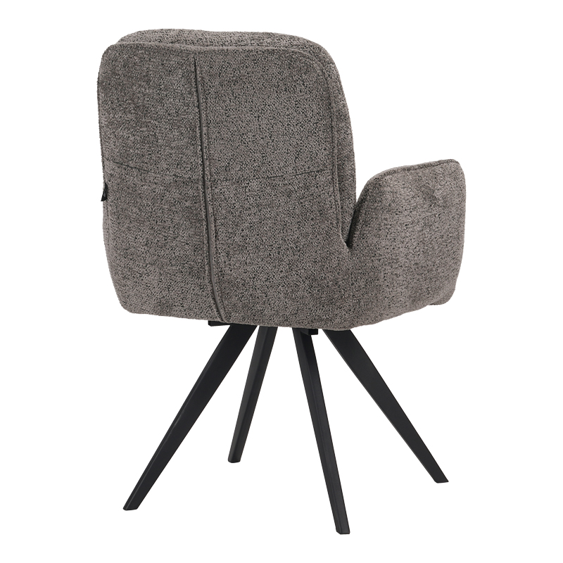 Πολυθρόνα Περιστρεφόμενη Novo Pakoworld Ύφασμα Γκρι Μπουκλέ-Πόδια Μαύρο Μεταλλικό 65.5X60X90Εκ