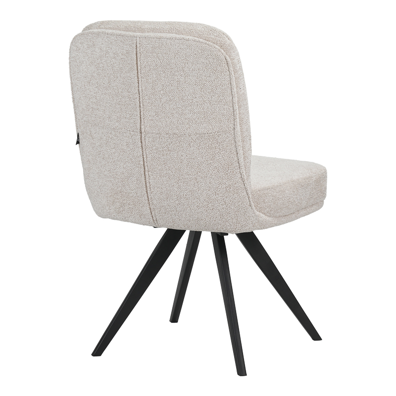 Καρέκλα Περιστρεφόμενη Novo Pakoworld Ύφασμα Λευκό Μπουκλε-Πόδια Μαύρο Μεταλλικό 65.5X50X90Εκ