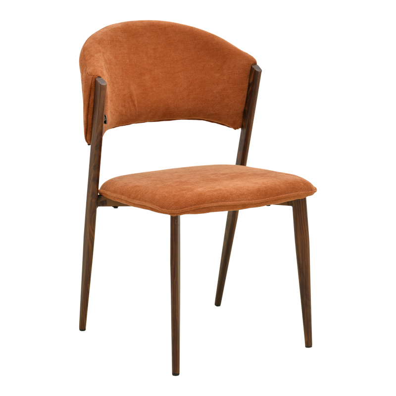 Καρέκλα Dolez Pakoworld Terracotta Ύφασμα-Πόδι Καρυδί Μέταλλο 49X58.5X82Εκ