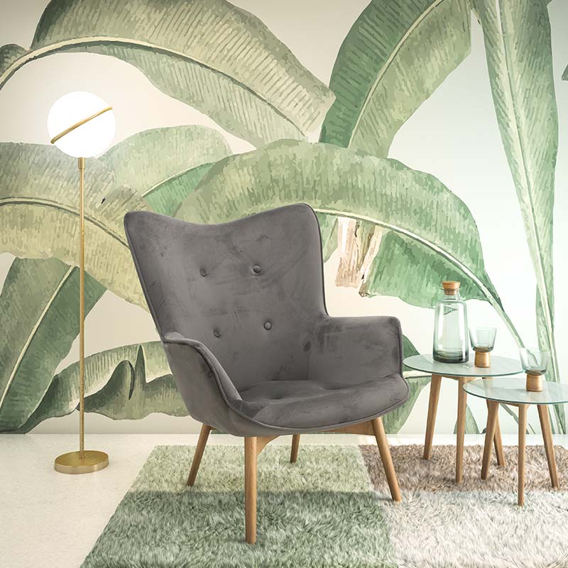 Πολυθρόνα Kido Pakoworld Βελούδο Χρώμα Ασημί-Γκρι