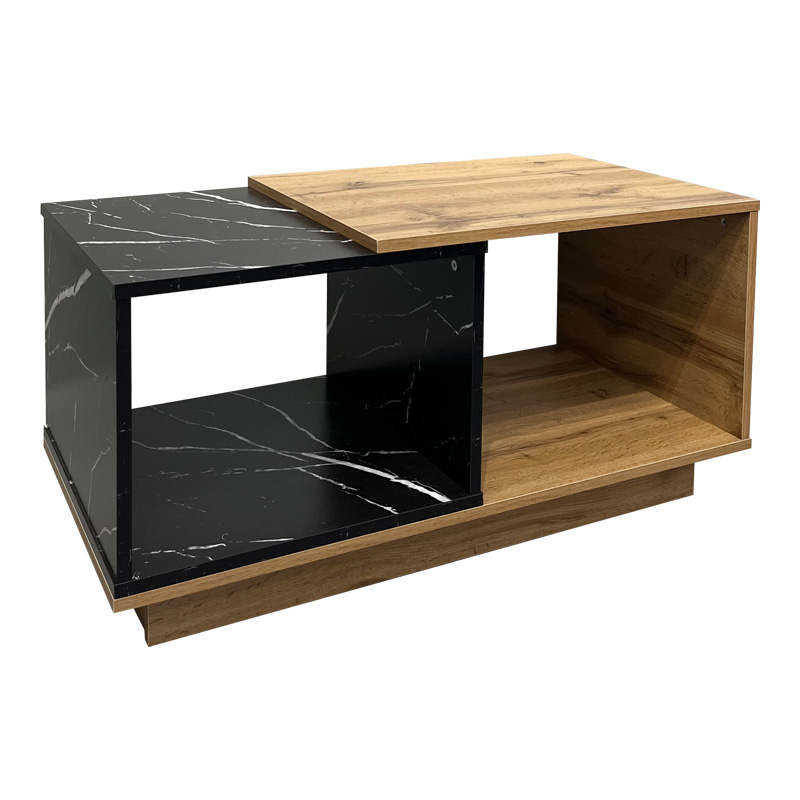 Τραπέζι Σαλονιού Fetix Pakoworld Σε Μαύρο Μαρμάρου-Sonoma Απόχρωση 90X45X45Εκ
