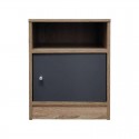 Κομοδίνο Foly Pakoworld Με Ένα Ντουλάπι Σε Sonoma-Ανθρακί Απόχρωση 40X40X50Εκ